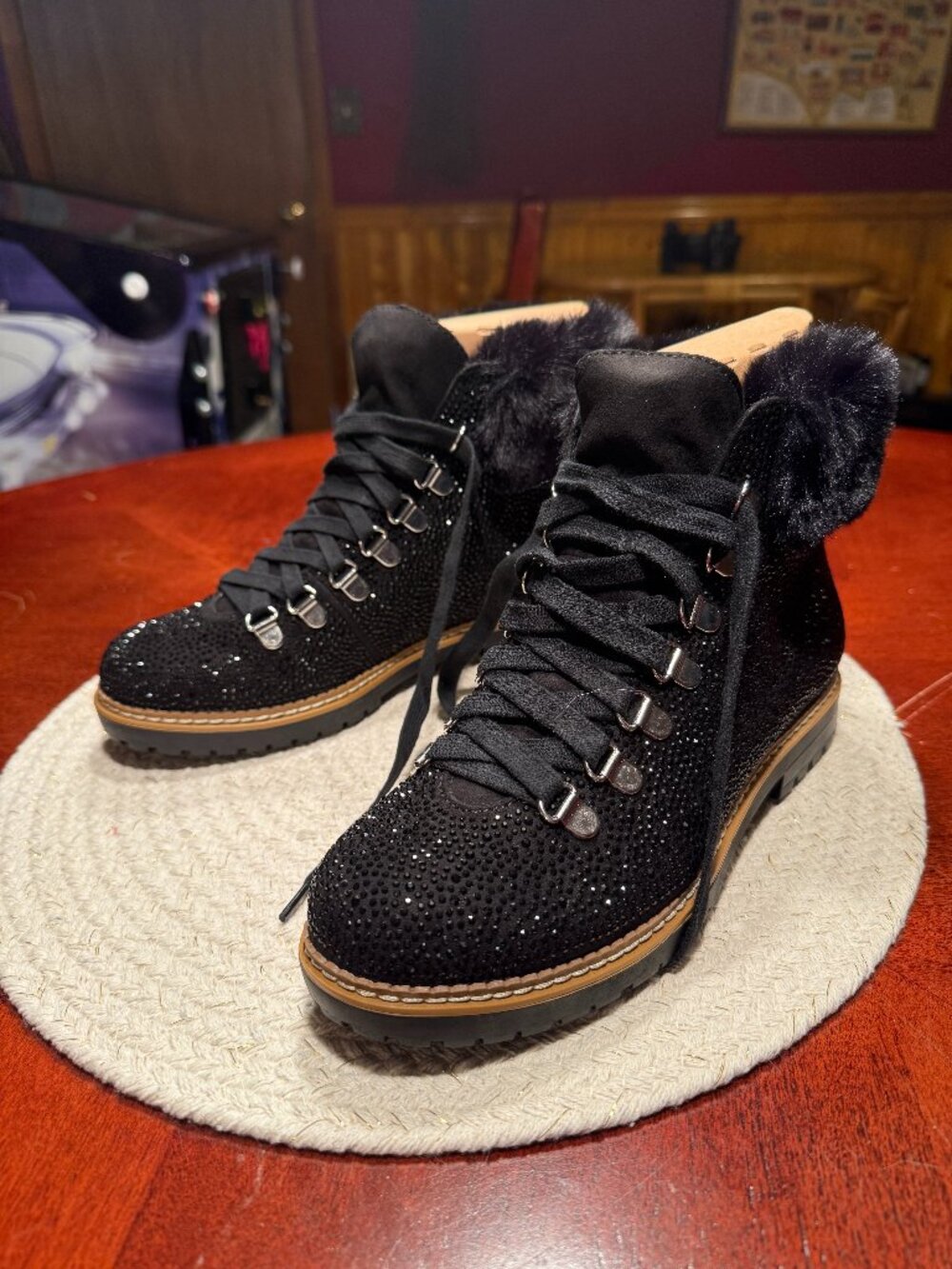 INC Black Sparkle Winter Boots